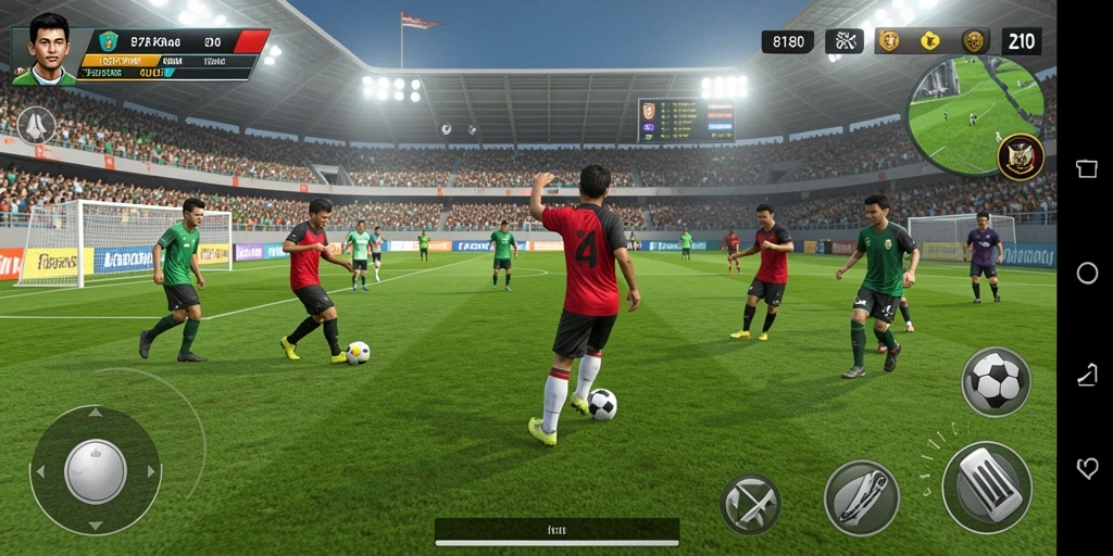 Screenshot gameplay menarik dari 8180 yang menunjukkan aksi sepak bola.