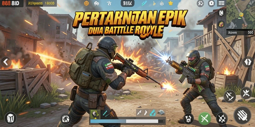 Screenshot gameplay 88ID yang menampilkan pertarungan mendebarkan di dunia Battle Royale.