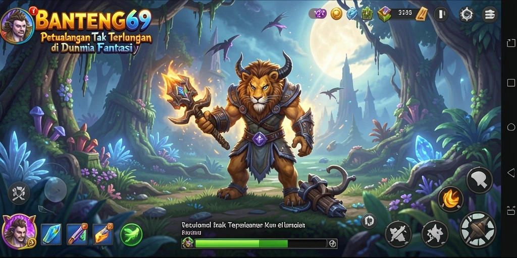 Menampilkan aksi seru dari gameplay petualangan BANTENG69.
