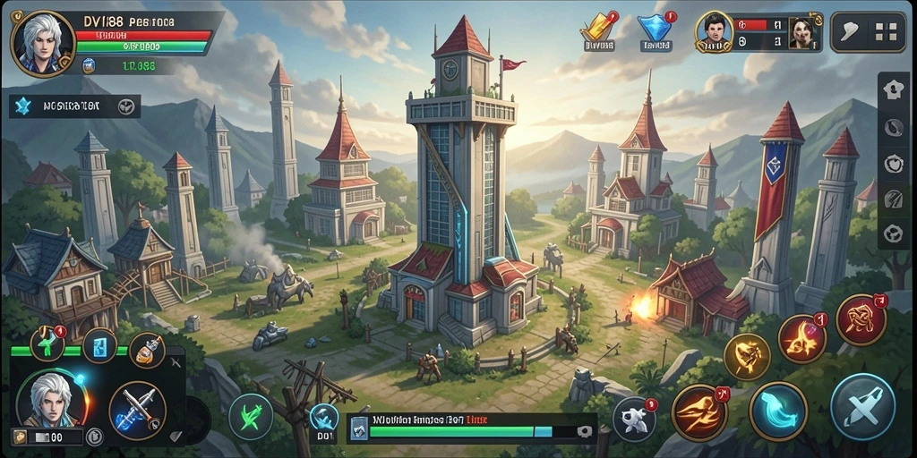 Tampilan gameplay dinamis dan menantang dari DV188 Tower Defense.