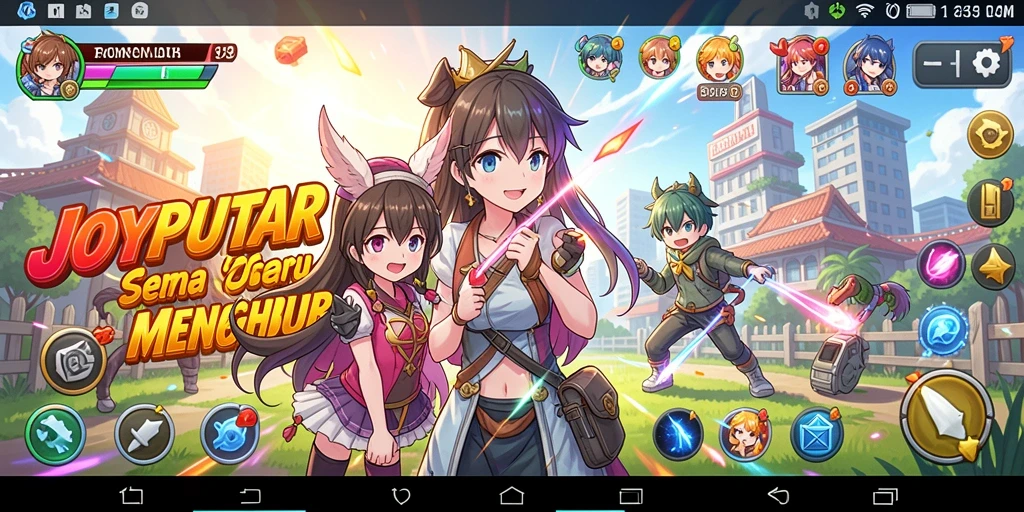 Screenshot gameplay JOYPUTAR menampilkan karakter anime yang sedang bertarung.