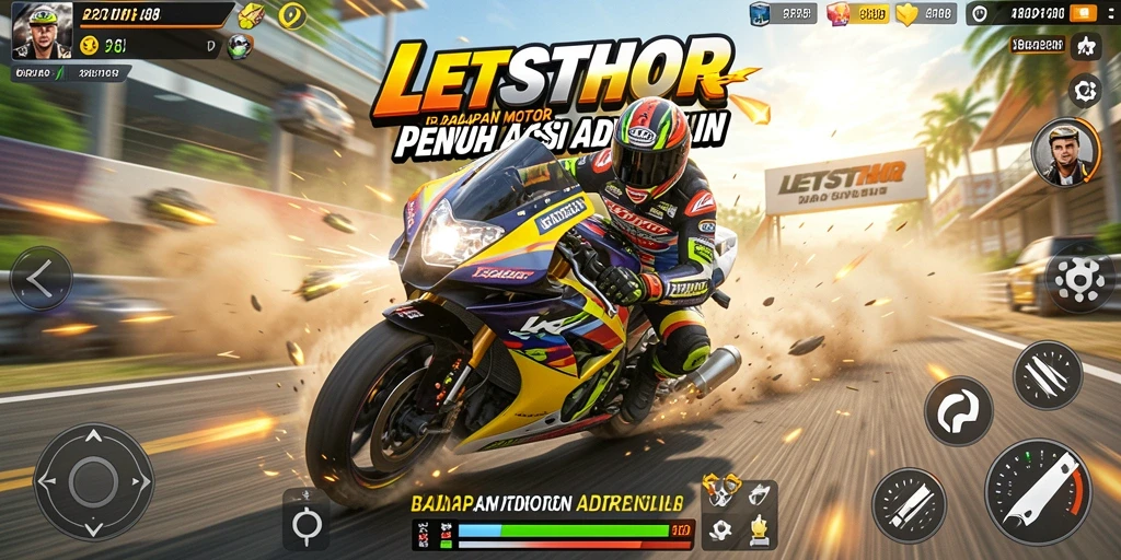 Gameplay mendebarkan dari LETSTHOR dengan balapan motor yang mengasyikkan.