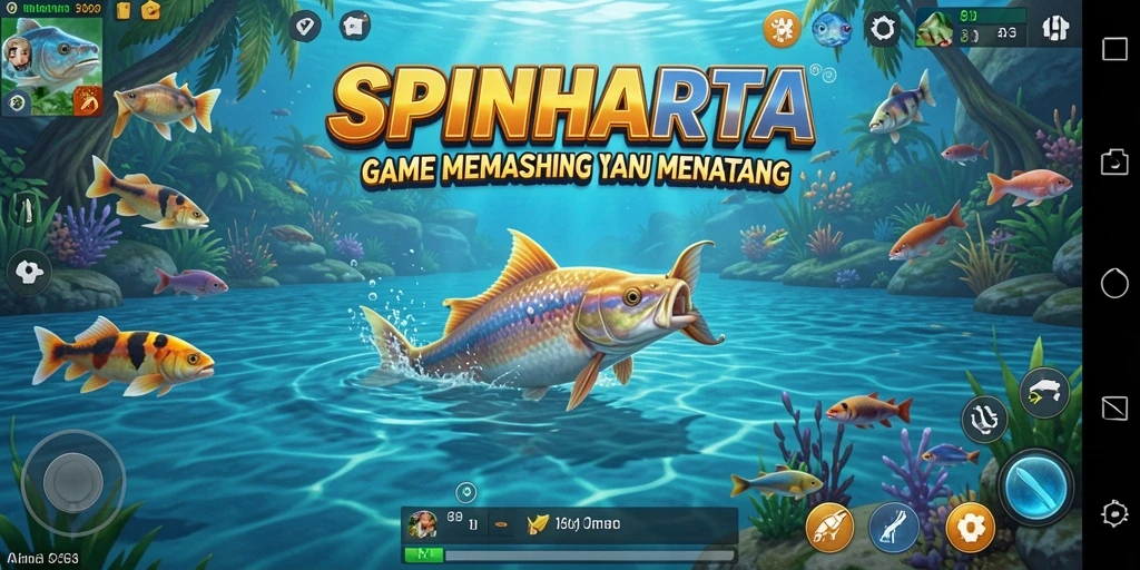 Tampilan gameplay memancing yang seru di SPINHARTA.